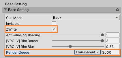 Basic settings for glass material (lilToon)