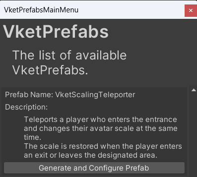Generate and Configure VketScalingTeleporter