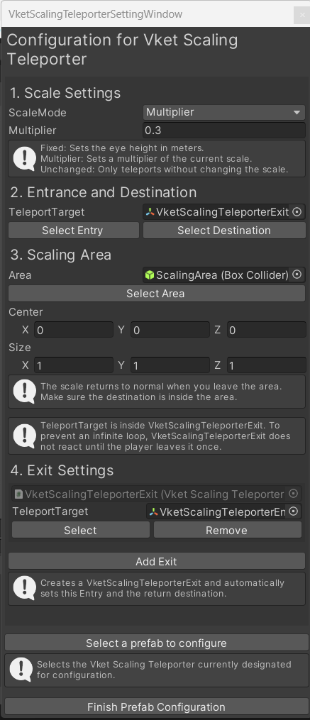 VketScalingTeleporter setup window
