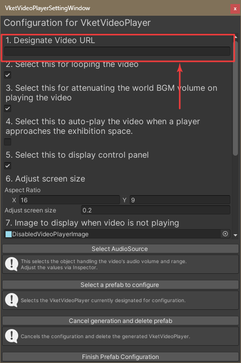 Designate Video URL